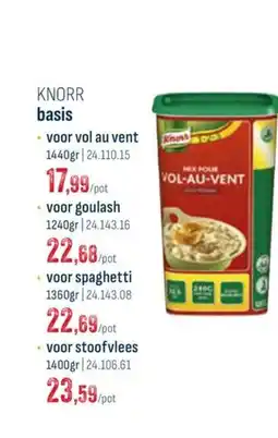 Horeca totaal Knorr basis voor vol au vent aanbieding