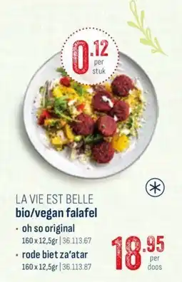 Horeca totaal La vie est belle bio/vegan falafel aanbieding