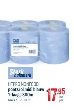 Horeca totaal Htpro nonfood poetsrol midi blauw 1-laags 300m aanbieding