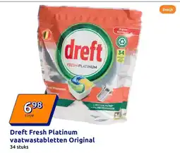 Action Dreft Fresh Platinum vaatwastabletten Original aanbieding