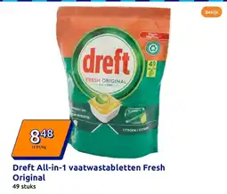 Action Dreft All-in-1 vaatwastabletten Fresh Original aanbieding