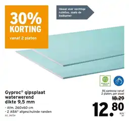 GAMMA GyprocⓇ gipsplaat waterwerend dikte 9,5 mm aanbieding