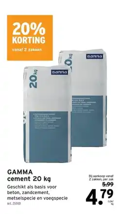 GAMMA GAMMA cement 20 kg aanbieding