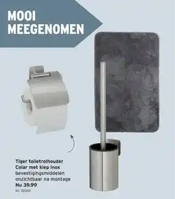 GAMMA Tiger toiletrolhouder Colar met klep inox aanbieding