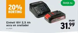 GAMMA Einhell 18V 2,5 Ah accu en snellader aanbieding