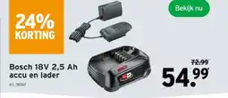GAMMA Bosch 18V 2,5 Ah accu en lader aanbieding