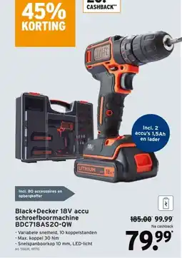 GAMMA Black+Decker 18V accu schroefboormachine BDC718AS20-QW aanbieding