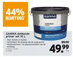 GAMMA GAMMA dekkende primer wit 10 L aanbieding