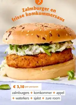 Colruyt Zalmburger en Frisse komkommersaus aanbieding