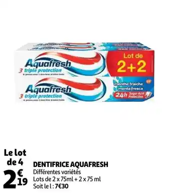 Auchan Dentifrice Aquafresh aanbieding