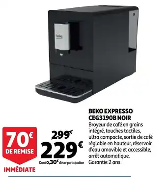 Auchan Beko Expresso CEG3190B Noir aanbieding