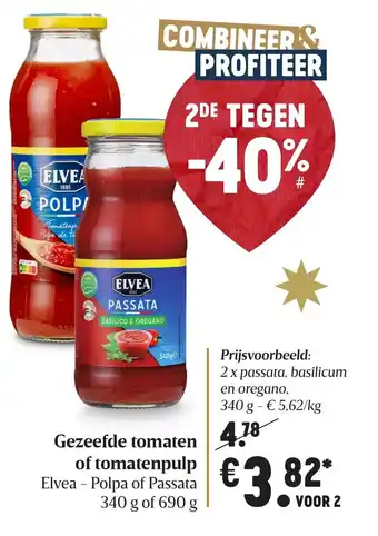 Delhaize Gezeefde tomaten of tomatenpulp 340g aanbieding