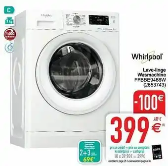 Cora Whirlpool lave-linge wasmachine ffbbe9468w aanbieding