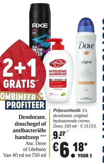Delhaize Deodorant, douchegel of antibacteriele handzeep 750ml aanbieding