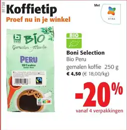 Colruyt Boni Selection Bio Peru Gemalen gemalen koffie 250 g aanbieding