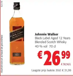 Colruyt Johnnie Walker Black Label Aged 12 Years Blended Scotch Whisky aanbieding