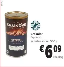 Colruyt Graindor Espresso gemalen koffie 500 g aanbieding