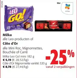 Colruyt Milka Leo Go! mini 182 g aanbieding