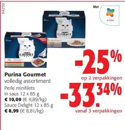 Colruyt Purina Gourmet Perle minifilets in saus 12 x 85 g aanbieding