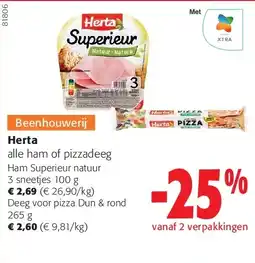 Colruyt Herta Ham Superieur natuur 3 sneetjes 100 g aanbieding