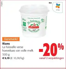 Colruyt Rians La Faisselle verse hoevekaas van volle melk 500 g aanbieding