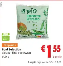 Colruyt Boni Selection Bio zeer fijne doperwten 600 g aanbieding