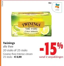 Colruyt Twinings Groene thee Intense citroen 25 stuks aanbieding