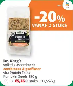 Comarkt Dr. Karg's volledig assortiment combineer & profiteer vb.: Protein Thins Pumpkin Seeds 150 g aanbieding