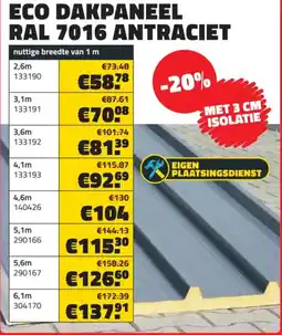 Bouwcenter Frans Vlaeminck Eco Dakpaneel RAL 7016 Antraciet aanbieding