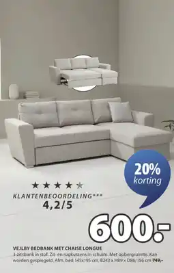 Jysk Vejlby bedbank met chaise longue aanbieding