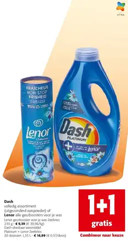 Colruyt Dash vloeibaar wasmiddel Platinum + Lenor Zeebries 30 dosissen 1,35 L aanbieding
