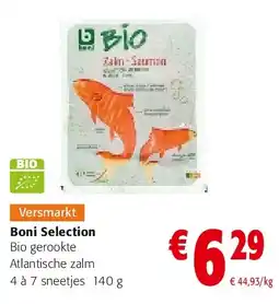 Colruyt Boni Selection Bio gerookte Atlantische zalm 4 à 7 sneetjes 140 g aanbieding