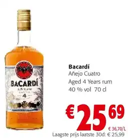 Colruyt Bacardí Añejo Cuatro Aged 4 Years rum aanbieding