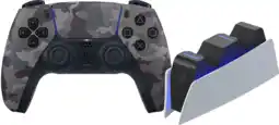 Coolblue Sony PlayStation 5 DualSense Draadloze Controller Grey Camo + BlueBuilt Oplaadstation aanbieding
