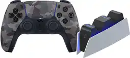 Coolblue Sony PlayStation 5 DualSense Draadloze Controller Grey Camo + BlueBuilt Oplaadstation aanbieding