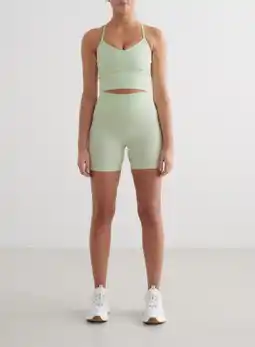 Decathlon Dames Pilates Short Midi Geribbelde Sneldrogend Lichtgroen aanbieding
