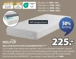 Jysk Wellpur kvita GF85 schuimmatras aanbieding