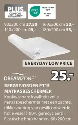 Jysk Dreamzone bergsfjorden PT15 matrasbeschermer aanbieding