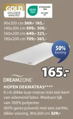 Jysk Dreamzone hopen dekmatras aanbieding