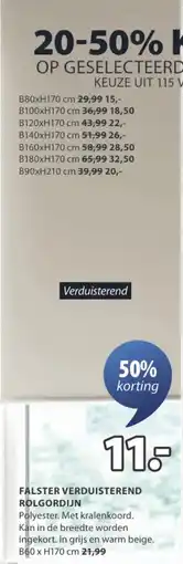 Jysk Falster verduisterend rolgordijn aanbieding
