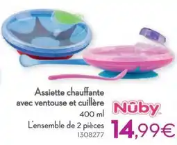 Cora Nuby Assiette chauffante avec ventouse et cuillère Nuby aanbieding
