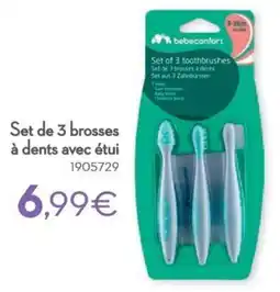 Cora Bebeconfort Set de 3 brosses à dents avec étui aanbieding