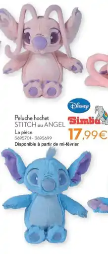 Cora Peluche Hochet Stitch ou Angel aanbieding