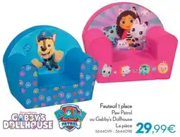 Cora Fauteuil 1 place Paw Patrol ou Gabby's Dollhouse aanbieding