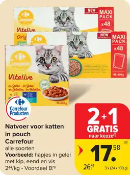 Carrefour Natvoer voor katten in pouch Carrefour aanbieding