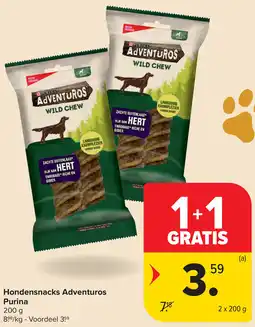 Carrefour Hondensnacks Adventuros Purina aanbieding