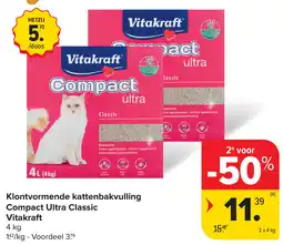 Carrefour Klontvormende kattenbakvulling Compact Ultra Classic Vitakraft aanbieding