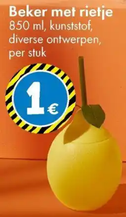 TEDi Beker met rietje aanbieding