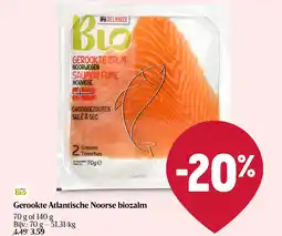 Delhaize Gerookte Atlantische Noorse biozalm aanbieding