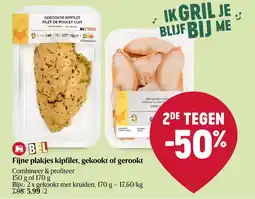 Delhaize Fijne plakjes kipfilet, gekookt of gerookt aanbieding